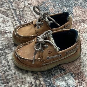 Kids Sperry Leather Tan Boat Shoes